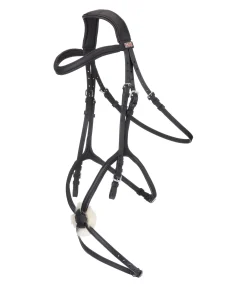 Hot Bridon avec muserolle croisée Diabolo Fourrure D'Agneau|Muserolle Allemande & Croisée