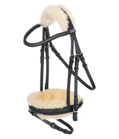 Discount Bridon avec véritable fourrure d'agneau Soft Comfort II Muserolle Française & Combinée|Fourrure D'Agneau