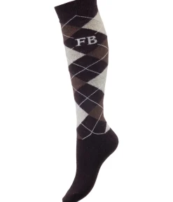 Outlet Chaussettes hautes à base de laine mérinos Argyle Femme Chaussettes