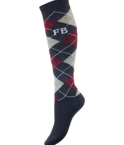 Hot Chaussettes hautes à base de laine mérinos Argyle Femme Chaussettes