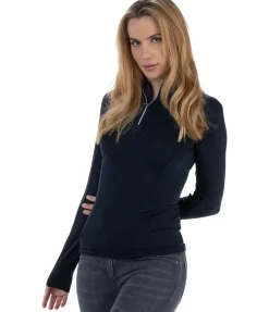 Clearance T-shirt technique à manches longues zippé Sofie Femme T-Shirts À Manches Longues|Hauts D'Équitation De Concours